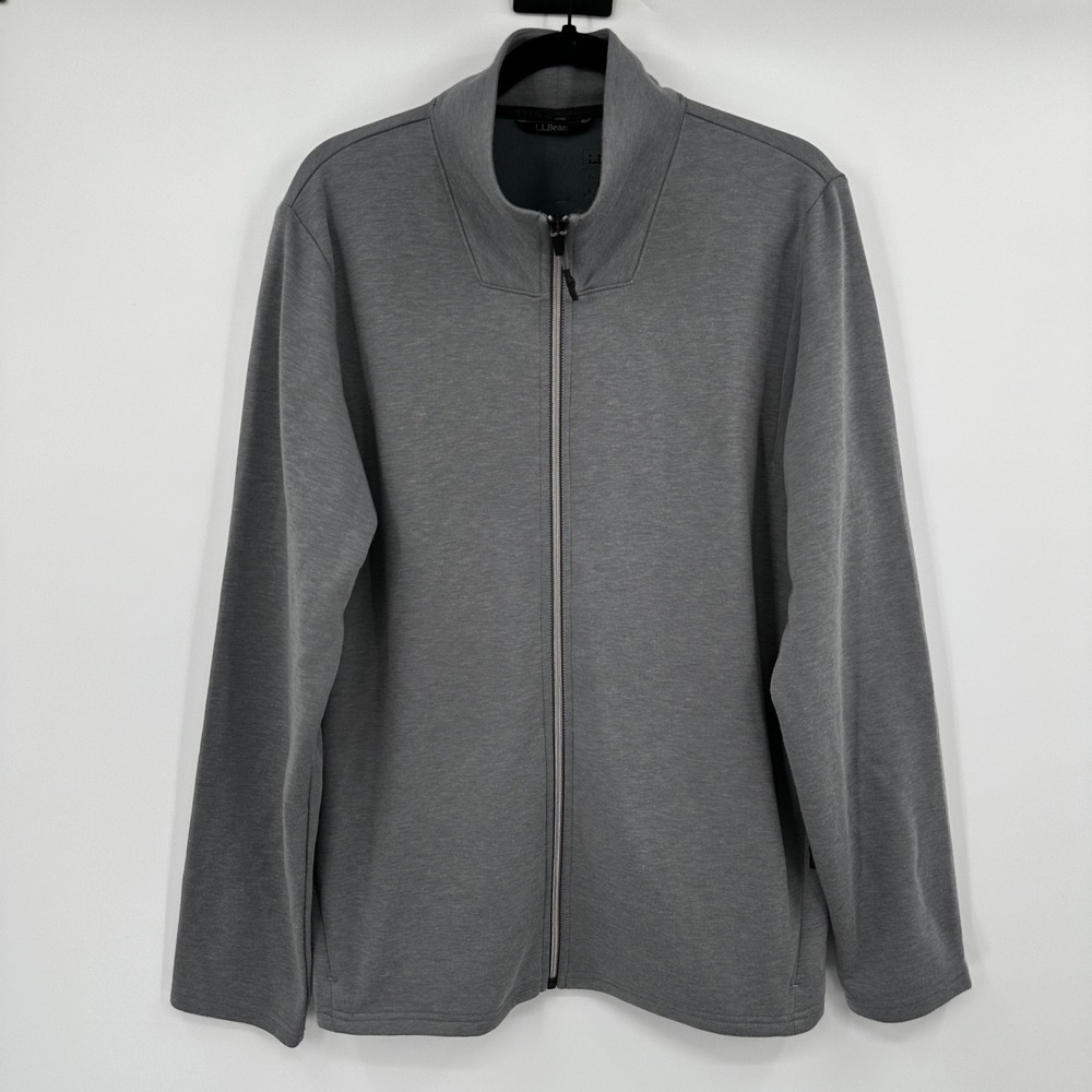 LL Bean Men's‎ Slightly Fitted L REG Full Zip Jacket Gray Polyester Wool Blend